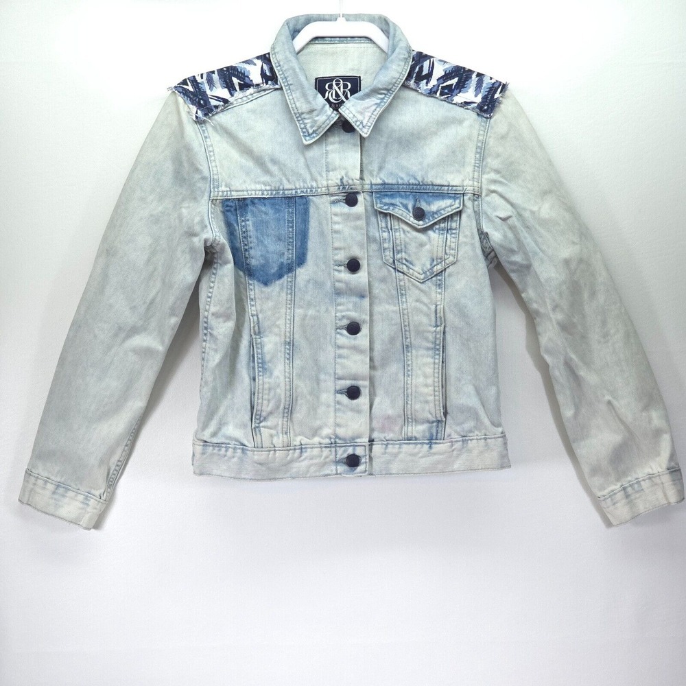 Rock & Republic Hitchiker Denim Jacket Womens Medium Indigo Native Grunge Biker